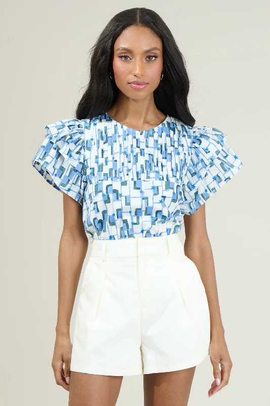 Darina Abstract Star Ruffle Top