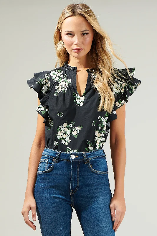 Emery Floral Split Neck Top