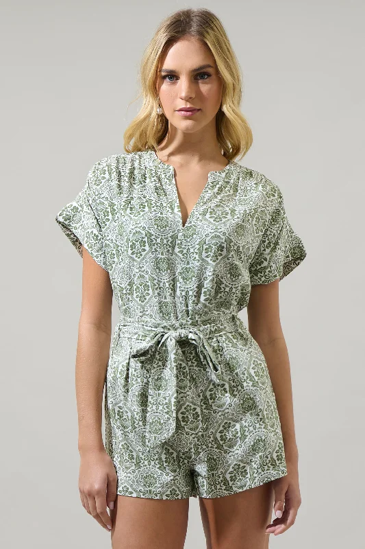 Estrada Floral Miah Split Neck Blouse