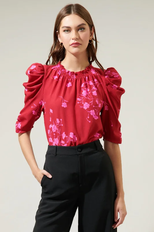 Gemma Floral Drape Sleeve Top