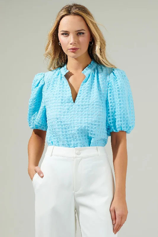 Gretna Organza Check Ruffle Blouse