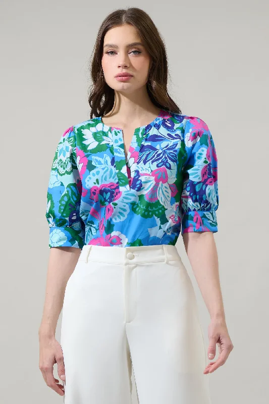 Lavera Floral Waterlilly Balloon Sleeve Top