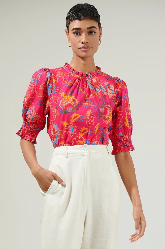 Lorie Floral Baretta Short Sleeve Blouse