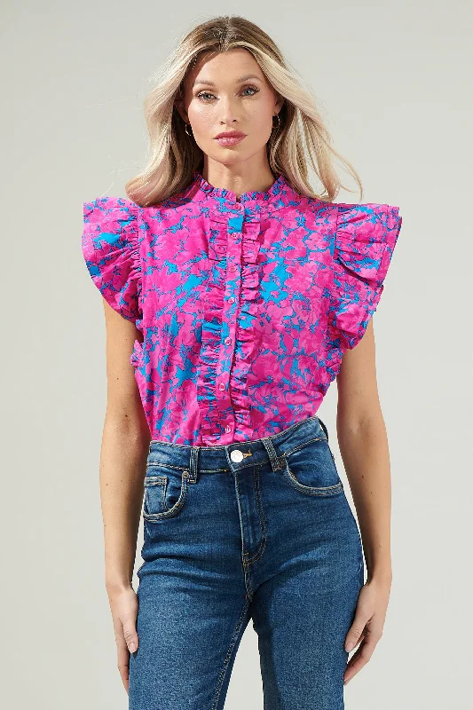 Lucy Floral Sleeveless Ruffle Top