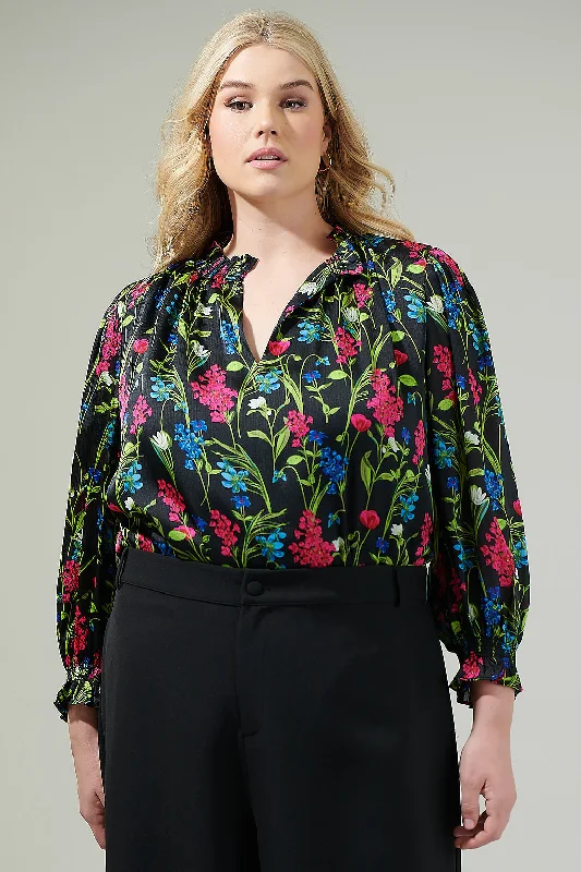 Madeline Groover Split Neck Blouse Curve