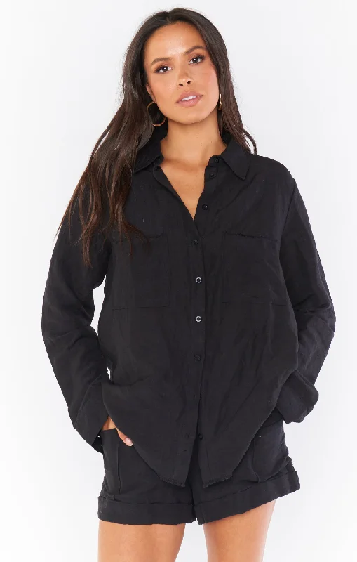 Marcella Shirt ~ Black Linen