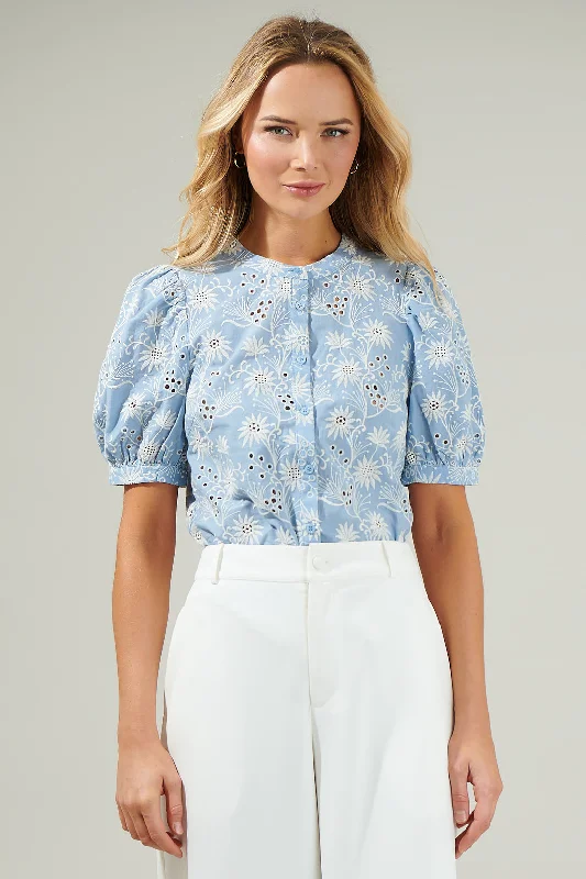 Moonflower Eyelet Button Down Blouse