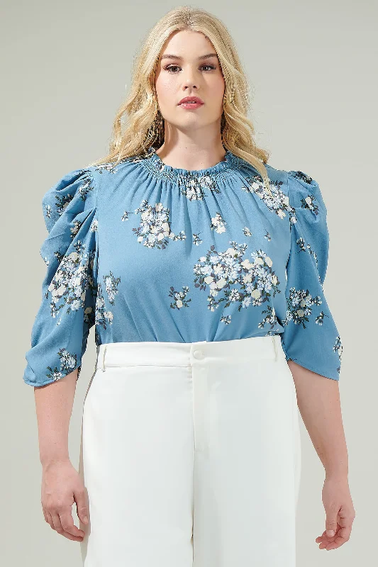 Moxie Floral Drape Sleeve Top Curve