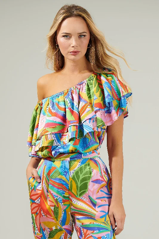 New Guinea Tropical One Shoulder Top