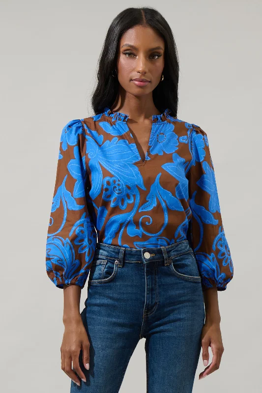 Ofelia Floral Kiley Split Neck Top