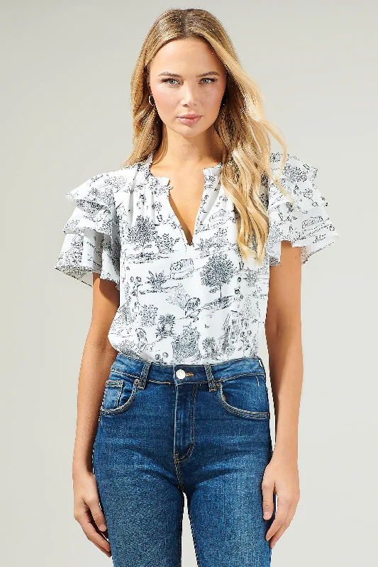 Renzo Toile Ruffle Blouse