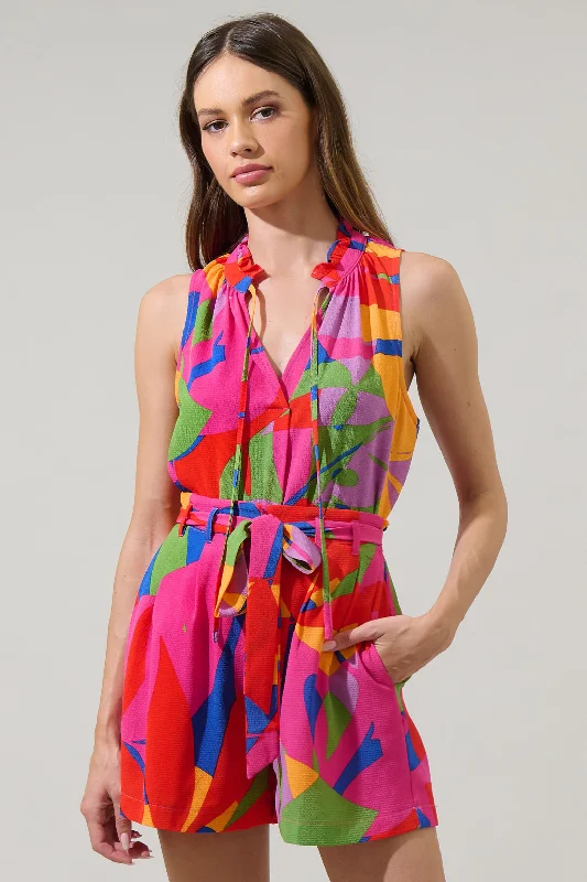 Soleil Abstract Miley Sleeveless Blouse