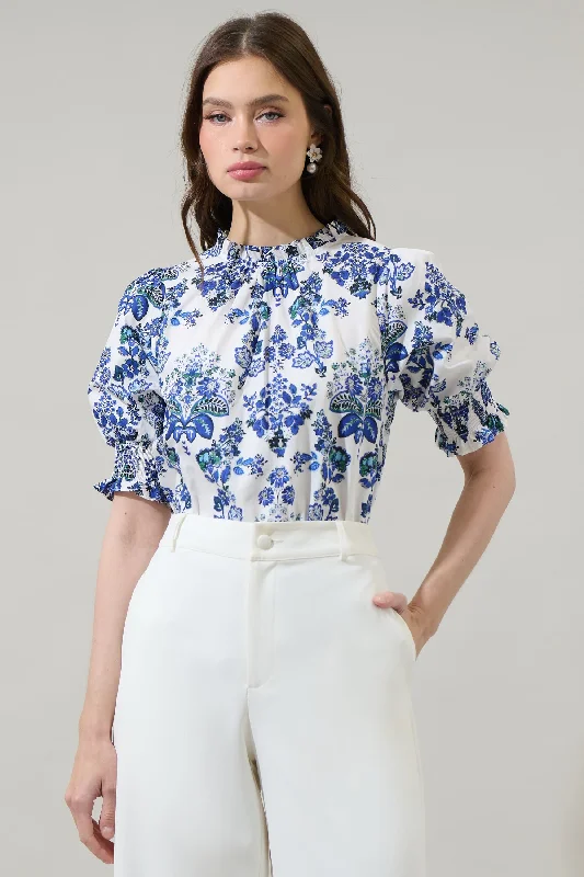 Viara Floral Baretta Short Sleeve Blouse