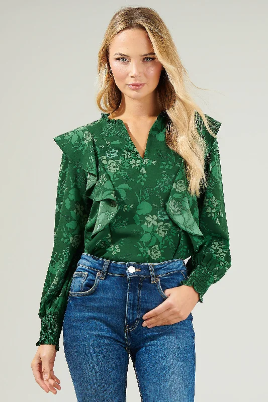 Woodland Floral Ruffle Blouse