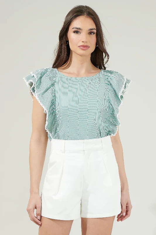 Ziva Ziggy Striped Ruffle Blouse